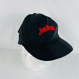 Vintage Jim Beam Rope Hat Cap Black SnapBack Nylon Cap